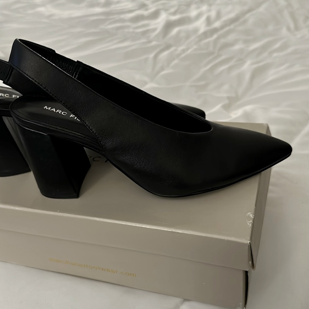 Black Leather slingback shoes
